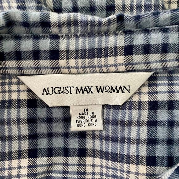 August Max Woman Plaid Long Sleeve Button Up Shirt Size 1X NEW - Picture 7 of 9